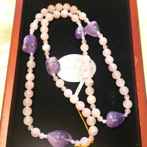 Amethyst & Quartz Rose Stones Necklace